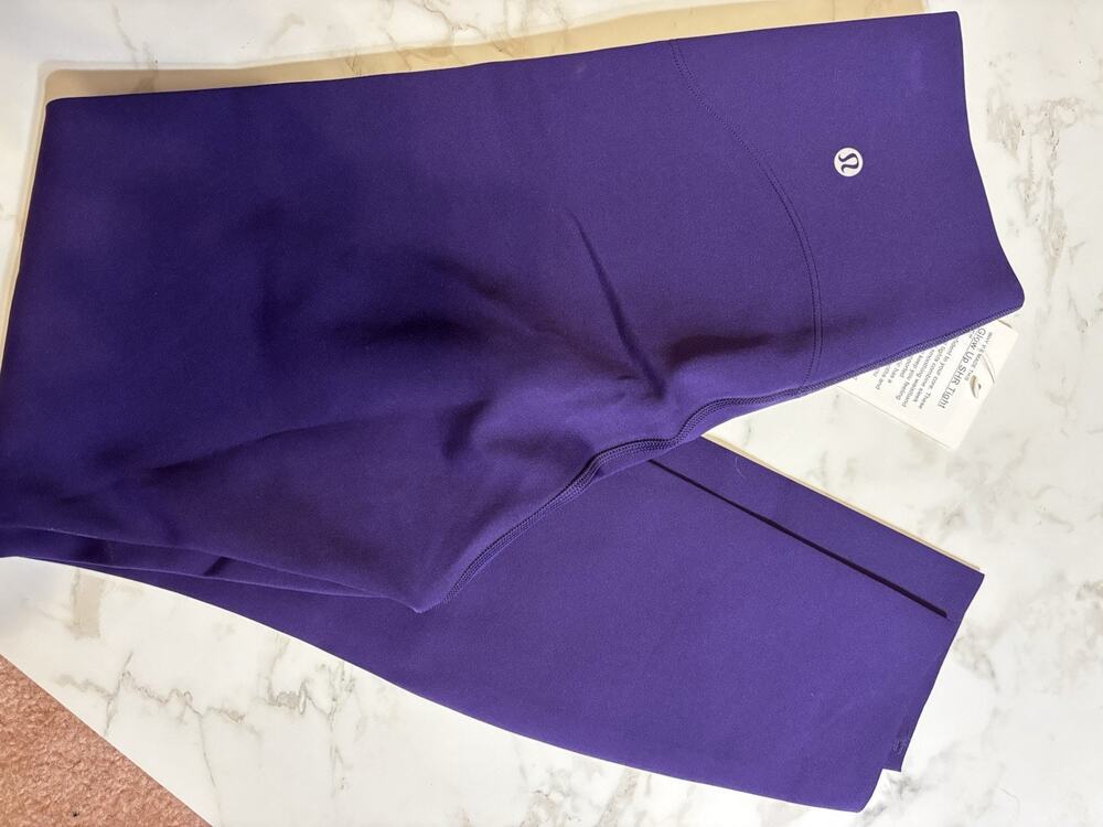 lululemon Glow Up High Rise Leggings 25" Solid Purple Stretch Logo Women's 6